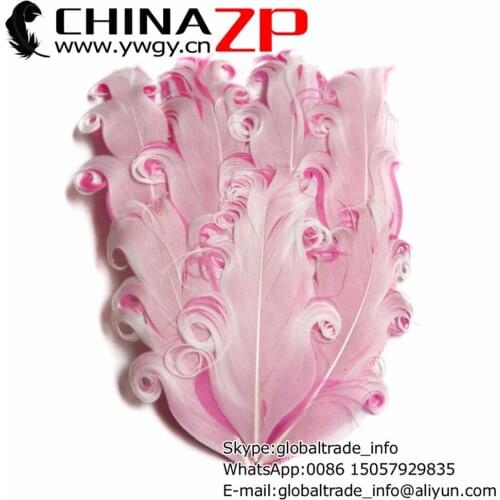 CHINAZP Factory 50pcs/lot Top Quality Colorful White and Bubblegum Curled Nagorie Goose Feather Pad