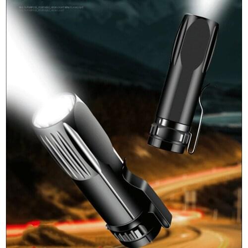 Highlight LED Wick Flashlight Portable Glare Light 4 Lighting Modes Built-in Battery Rechargeable Mini Flashlight
