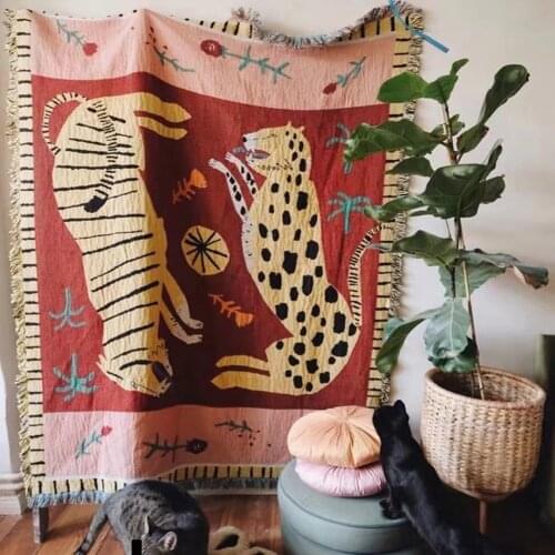 Pink panther tapestry Nordic Casual throw Sofa Bed blanket rug sofa mat wall hanging Home Decoration