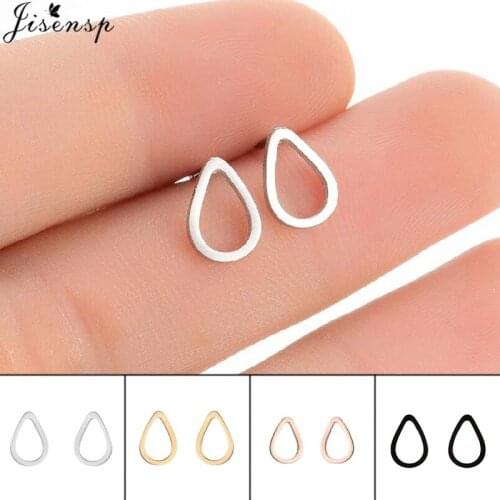 Jisensp Fashion Hollow Water Drop Shape Stud Earrings for Women Engagement Wedding Party Jewelry Simple Stainless Steel Earrings