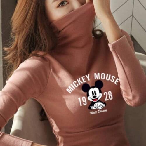 Disney Mickey Mouse Brand 1928 Classic Long Sleeve T Shirt Women for Winter Autumn New Slim White Black Black T Shirt Harajuku