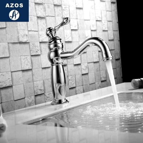 Azos Under Counter Basin Faucet Soft Wash Basin Brass White Cold and Hot Switch Shower Room Basin Bathroom Cabinet Single Handl