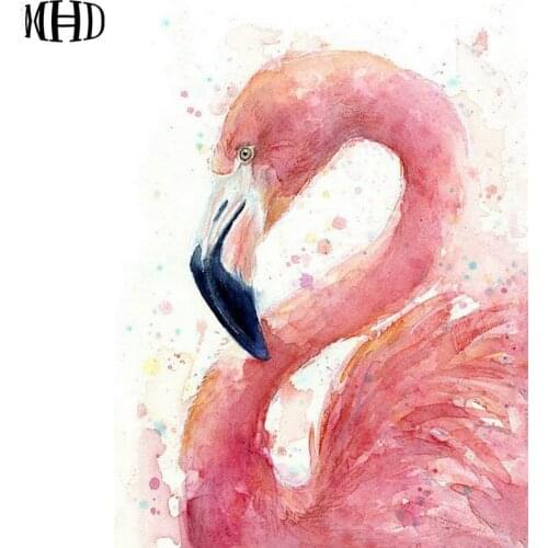MHD Flamingo Portrait Full & Round 3D Diamond Embroidery Bird 5d diy Diamond Cross Stitch Rhinestone Mosaic Decor Gift