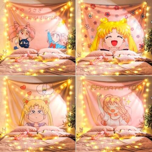 Kawaii Girl Pink anime tapestry Cute woman girls Wall Hanging japanese korean room dorm decoration chambre femme tapestry Gift