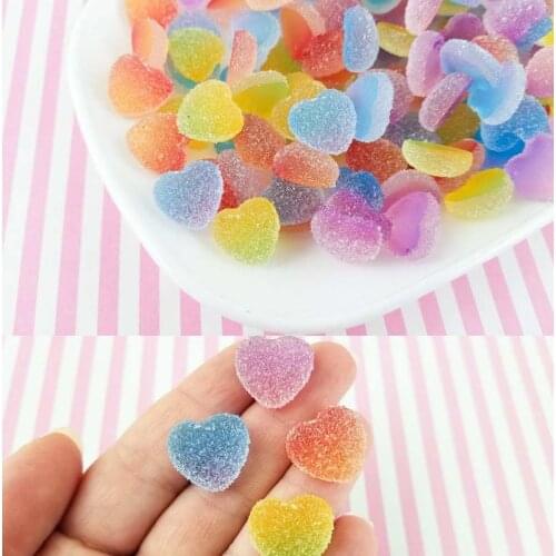 6 Colors 50pcs 8X8 Soft Nail Art Sugared Heart Assorted Soft Resin Sugared Ombre Heart Cabs, Valentines day cabs, Cabochons, GFG