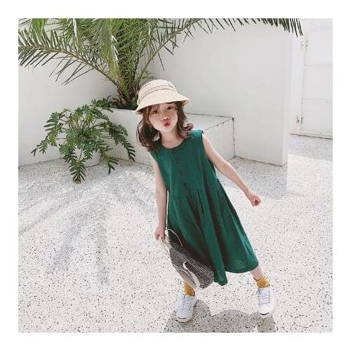 2021 New Summer Girls' Skirt KoreanSingleBreasted Wide Leg Pants Jumpsuit