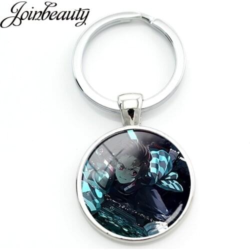 JOINBEAUTY New Arrival Round Glass Dome Anime Cartoon Pattern Keychains Fashion Bag Car Keyrings Handmade Jewelry Souvenir GM103