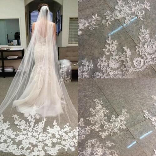 3M One Layer Lace Edge White Ivory Catherdal Wedding Veil Long Bridal Veil Cheap Wedding Accessories Veu De Noiva
