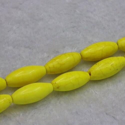 Olive shape Yellow Turkey stone loose beads 8x18mm 15" 2pc/lot DIY fit women fashion jewelry making bracelet&necklace