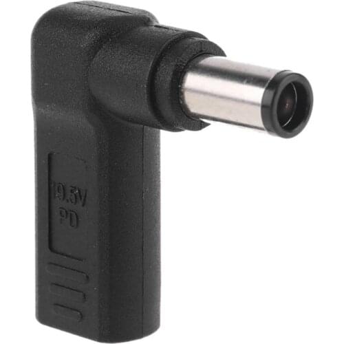 F19E 90 Degree USB-C Type-C Female to 7.4x5.0mm DC Male Plug Adapter for DELL Laptop Conversion Plug