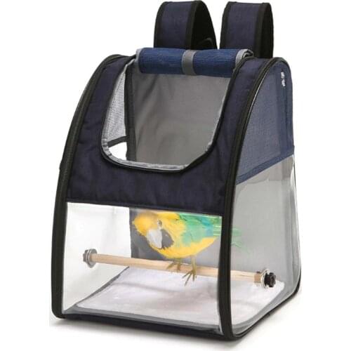 Transparent Parrot Carrier Backpack with Stand Perch Travel Breathable Bird Box