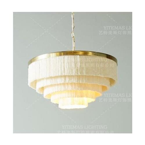 Five-tier Fringe chandelier colorful gold chandelier lighting girls room bedroom wedding cotton thread line indoor hanging light