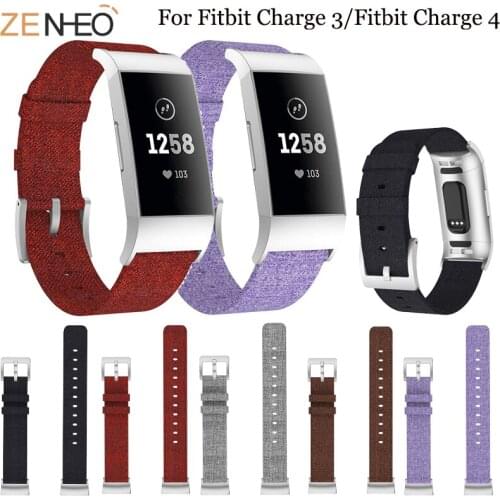 Woven Canvas Fabric strap for Fitbit charge 3 4 Band Replacement Watch Strap for charge3 4 Wristband Smart watch accessories