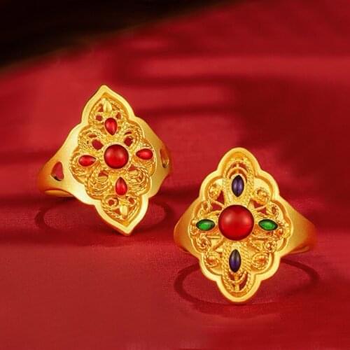 Retro Style Ring Women Yellow Gold Filled Lingering Female Jewelry Gift