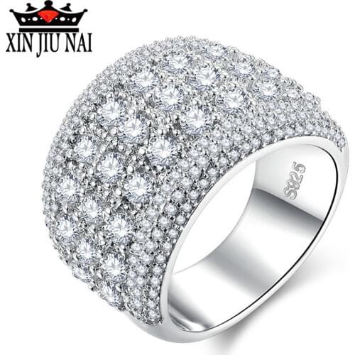 Deluxe Full-inlaid AAA Zircon CZ 16mm Wide Lady Ring The Queens Wedding Ring Beautiful Shining Fashion Jewelry Party Gift