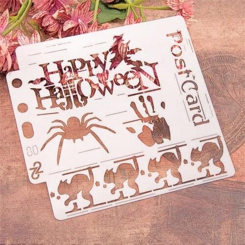 14.1*13 Halloween spider print stencils spray plastic mold shield DIY cake hollow Embellishment printing lace ruler Easter
