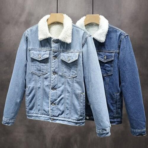 High-Quality Fleece Denim Jacket Winter New Business Fashion Korean Tooling MenS Brand Coat Male Plus Velvet Thick Warm Clothes