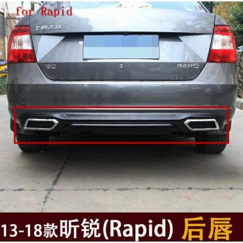 High Quality PP Rear Bumper Diffuser,Auto Car rear lip with chrome line for skoda Rapid 2013 to 2018 Car Styling