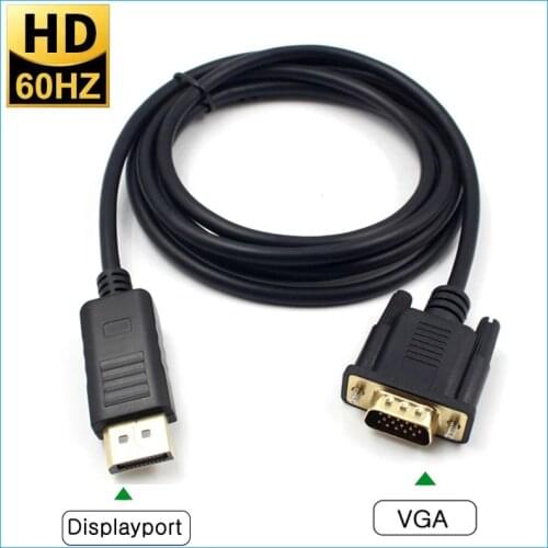 1.8M MINI DisplayPort To VGA Adapter Cable Male To Female Converter For PC Computer Laptop HDTV Monitor Projector Acc