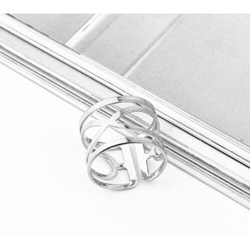1 Pcs European New Creative X Shape Punk Opening Adjustable Ring Antique Metal Color Hip Hop Personality Cool Ring R181-T2