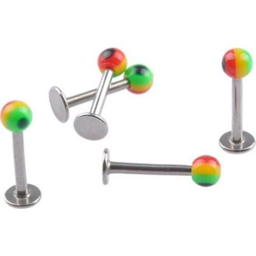 10pcs body piercing jewelry strip colors ball 3mm ball surgical barbell labret ring lip piercing jewelry fashion jewelry gift