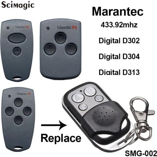 2pcs Marantec Digital D302 D304 D313 Garage Door Opener Key Duplicator Marantec Controller Remote Control Transmitter 433.92 MHz