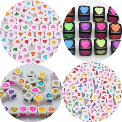 250 Mixed Colour Acrylic Love Heart Acrylic Coin Cube Pony Beads Jewelry DIY