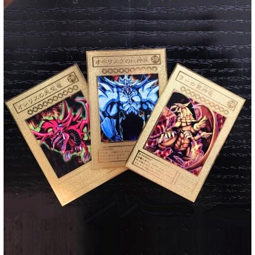 3pcs/set Yu Gi Oh Card of God Obelisk The Tormentor Metal DIY Toys Hobbies Hobby Collectibles Game Collection Anime Cards