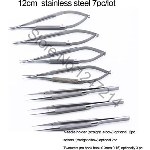 4pcs/set ophthalmic microsurgical instruments 12.5cm scissors+Needle holders +tweezers stainless steel surgical tool