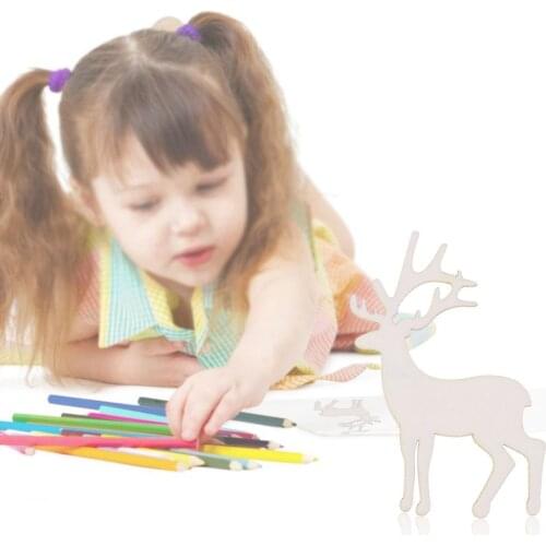 5PCS Reindeer Cutout Veneers Slices For Patchwork DIY Crafting Decoration Christmas Wooden Craft Embellishment Christmas Tree Pe