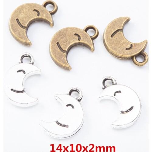 60 pieces of retro metal zinc alloy moon pendant for DIY handmade jewelry necklace making 7435