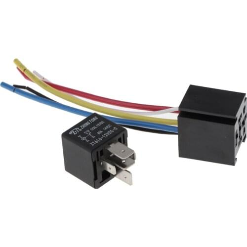80A 5 Pin Wires Cable Relay Socket Harness Connector DC 12V For Car Auto + Harness Sockets