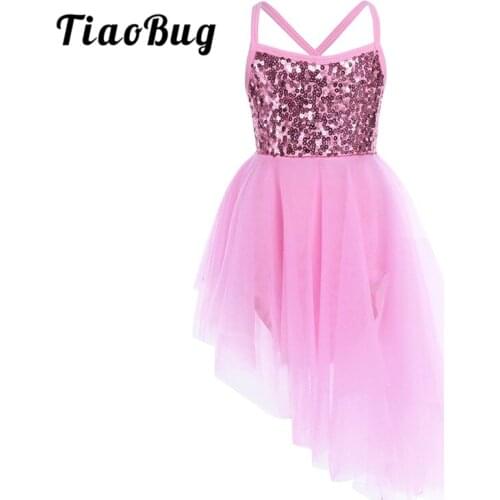 TiaoBug Girls Sequins Tulle Professional Ballet Tutu Dress Girls Gymnastics Leotard Ballerina Fancy Party Stage Kids Dance Wear