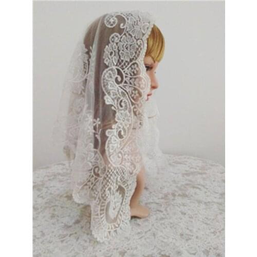 White Embroidery Lace Veil ,Catholic Veil for Lady Head Covering