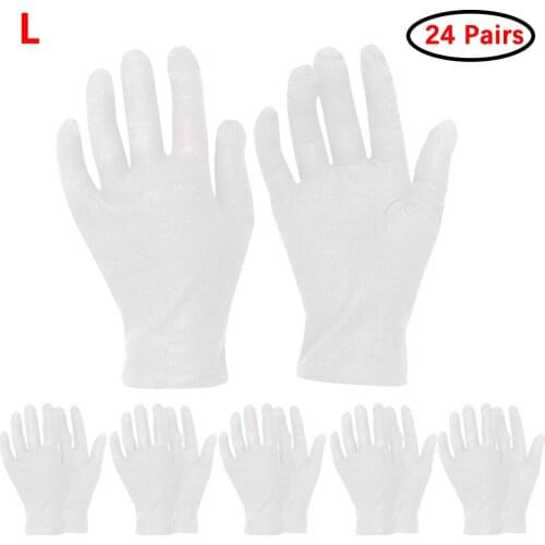 6/12/24Pairs White Cotton Gloves Lightweight Thin Soft Protective Working Glove for Coin Jewelry Silver Inspection Home Cleaning