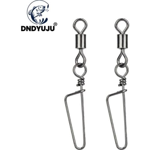 DNDYUJU 10/30pcs Stainless Steel Fishing Rolling Swivel Snap 12#-1# Fishing Connector For Fishhook Lure Carp Fishing Accessory