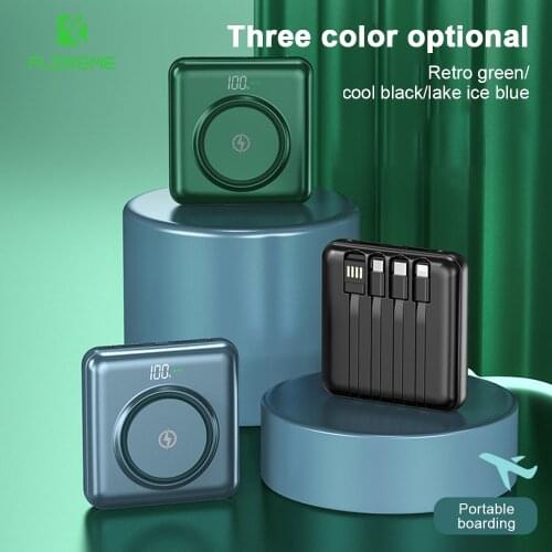 FLOVEME New Mini 20000mAh 10000mAh Wireless Power Bank Gift Ideas with a Four-wire Mobile Power Bank Fast Charge