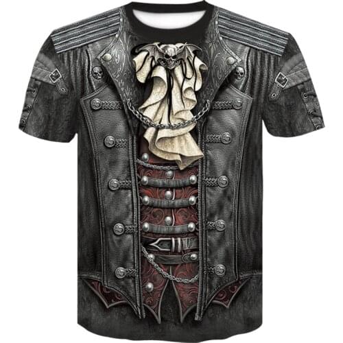 3D Demon T Shirt Tee Short Sleeve Loose Funny Streetwear Fake Two Piece Top Funny 3D Jacket Outerwear O-neck Kids men clothing