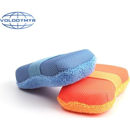 Car Wash Sponge Microfiber Pad Sponge Washing Tools Blue with Mesh Super Absorbent for Car Clean Cleaning Auto Detail Detailing