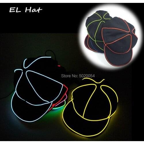 GZYUCHAO EL Night Glow hiphop Light Up Cap Hip Hop Glowing Cap baseball EL Wire Hat Men Dance Snapback Hats