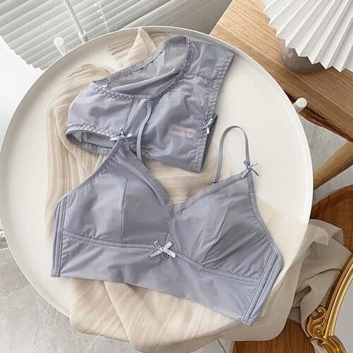 Embroidered lingerie briefs gauze straps ultra-thin bralette panty soft steel rings gathered underwear set sexy bra briefs suit