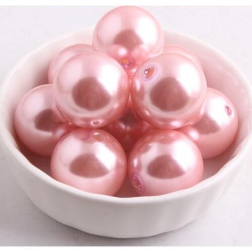 Kwoi vita Fashion Bright pink color 20mm 100pcs/lot A75 acrylic Imitation Pearl Beads for Chunky Beads Jewelry