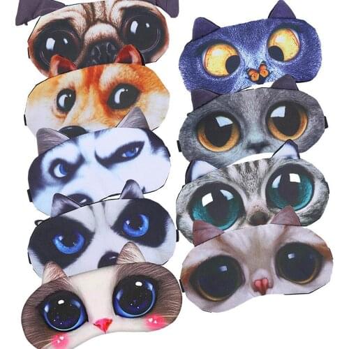 Cute Cat Sleep Mask Eye Mask Eyeshade Cover Shade Natural Sleeping Eye Patch Women Men Soft Portable Blindfold Travel Eyepatch