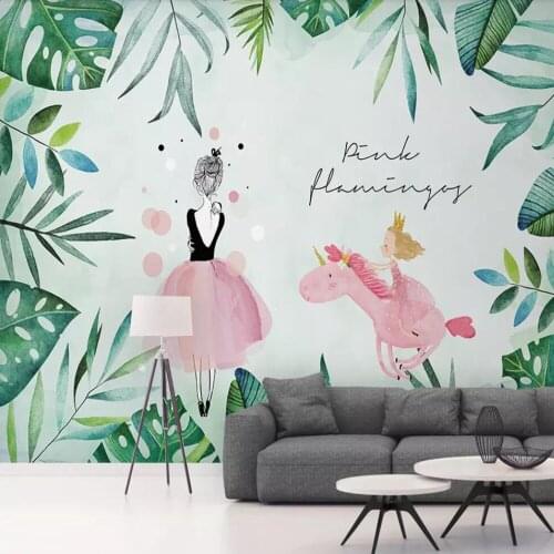 Milofi custom 3D wallpaper mural Nordic unicorn ballet girl children room living room bedroom wall decoration wallpaper