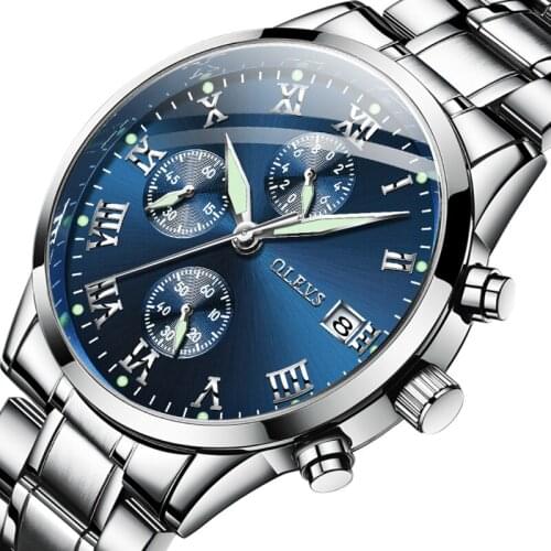 Multifunctional Male Quartz Watch Mens Watch Waterproof Quartz Clock Bracelet Steel Mens Watch