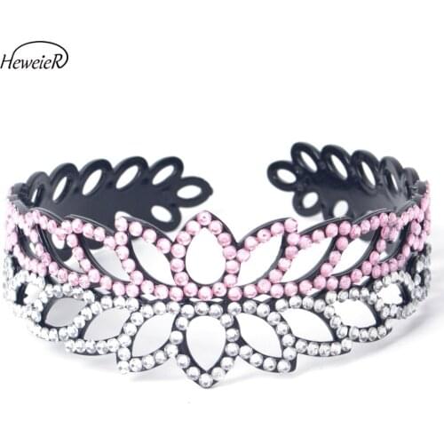 Fashion Women Lady Plastic Wide Hollow Headband Rhinestones Hair Band Clip Hairpiece Hairpin Accessories Bridal Hair Jewelry