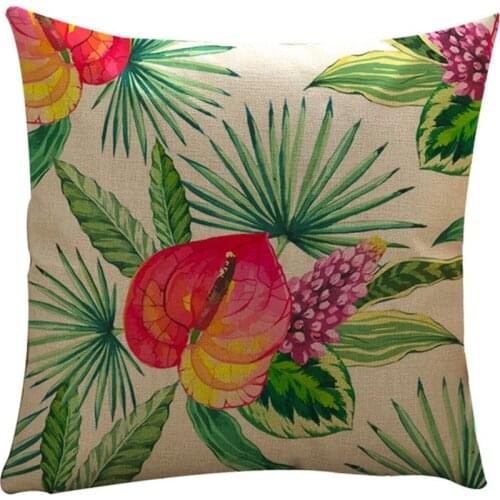 Fashion Style Cushion Cover Models Linen Pillows Sofa Bedroom Pillowcase Explosion Models Selling Small Fresh Tropical Plants