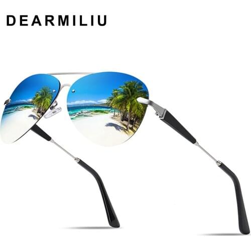 DEARMILIU Brand 2019 Mens Polarized Square Sunglasse Metal Frame Poilot Sun Glasses Fashion Women Glasses Mirror Shades Men