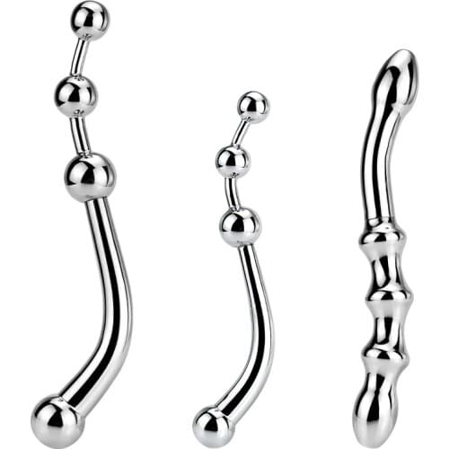 Stainless Steel Prostate Magic Wand Massage Anal Beads Anal Plug Metal Dildo G-spot Stimulating P-spot Sex Toys Drop Shipping