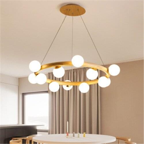 2019 New Style Nordic Living Room Lamps Modern Minimalist Solid Wood Bedroom Japanese Style Log Creative Restaurant Chandelier